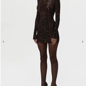 Naked Wardrobe Black and Brown Long Sleeve Dress